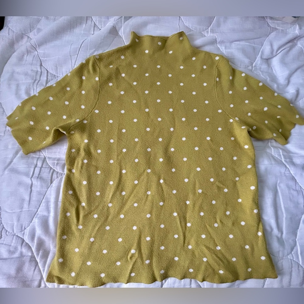 Green Polka Dot Funnel-neck Sweater